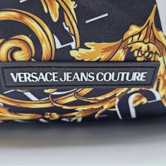 Versace Jeans Couture Logo Black And Yellow Baroque Print Backpack - Picture 8 of 11